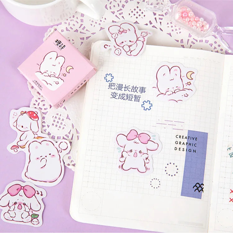 Pink Bow Bunny Stickers