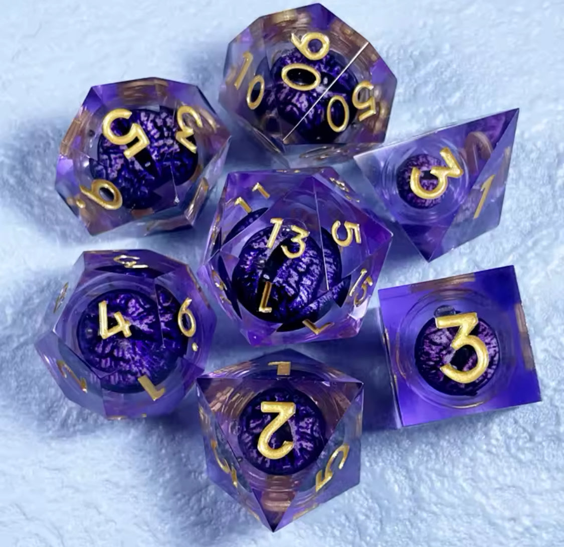 Purple Liquid Core Eyeball Dice Set