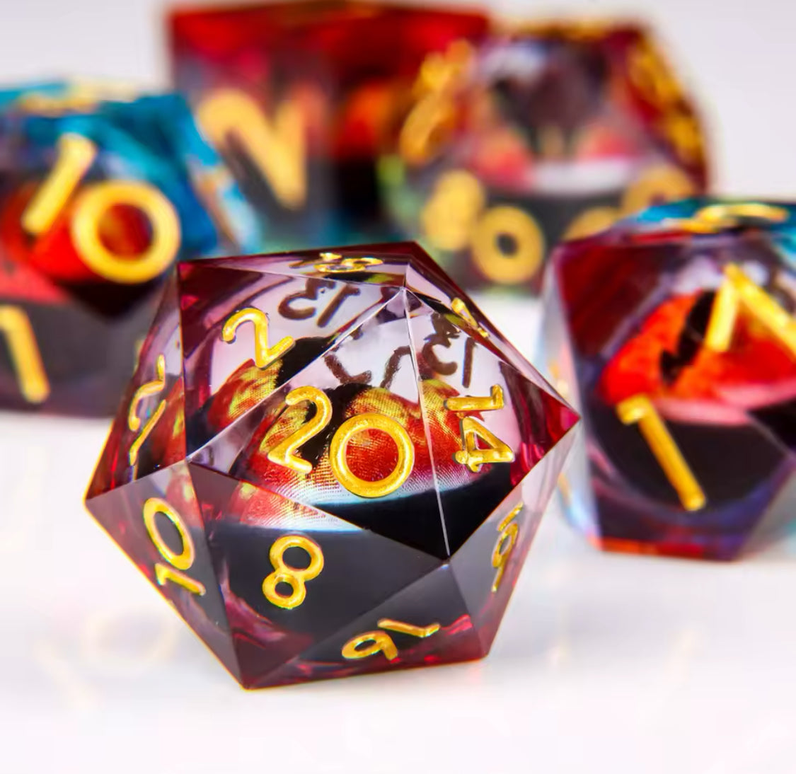 Red Liquid Core Eyeball Dice Set
