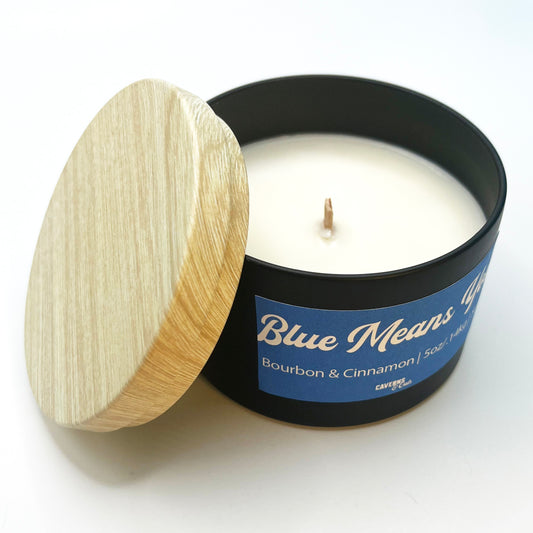 Blue Means You Soy Candle; Bourbon & Cinnamon
