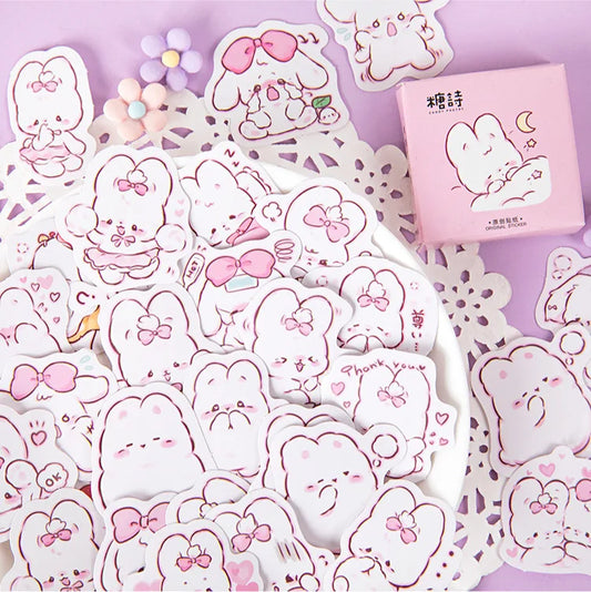 Pink Bow Bunny Stickers