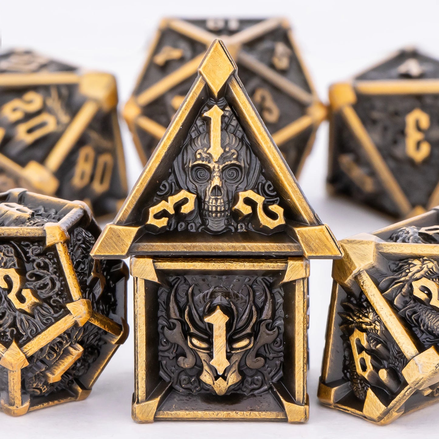 Skull & Dragon 7pc Metal Dice Set