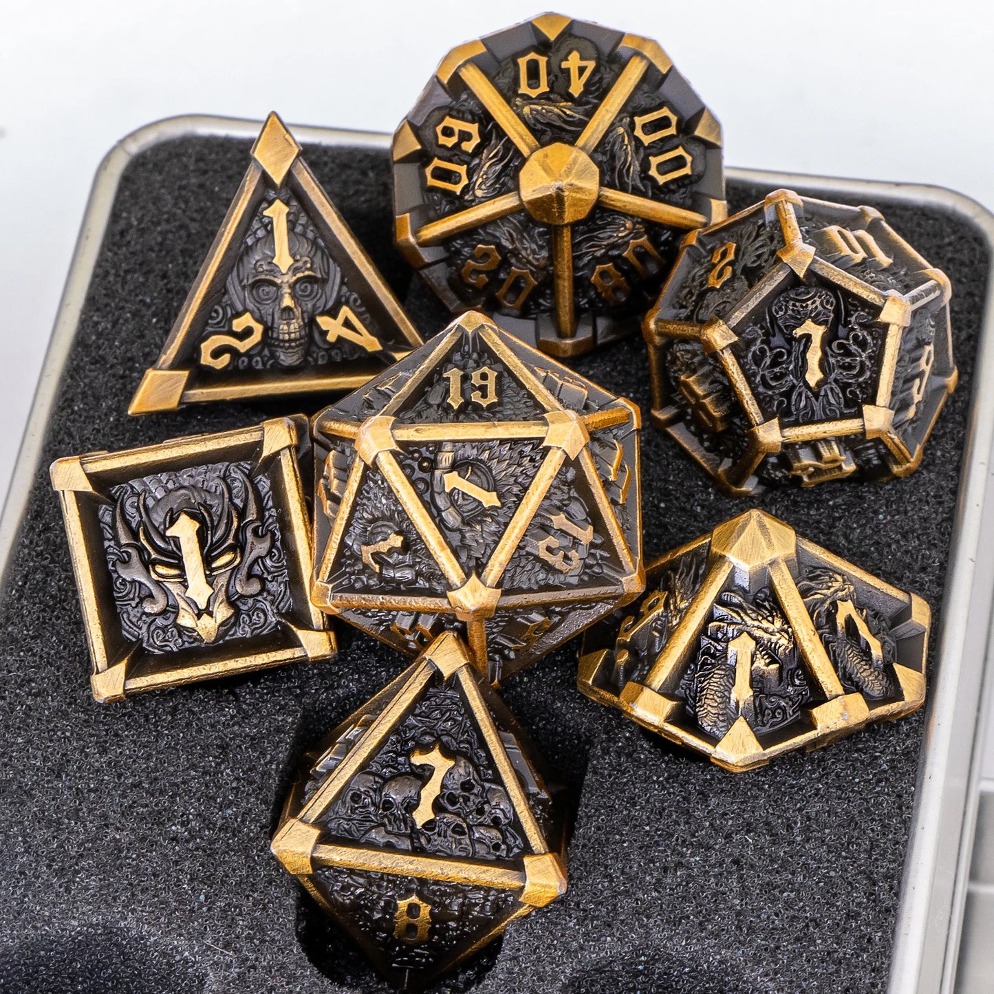 Skull & Dragon 7pc Metal Dice Set