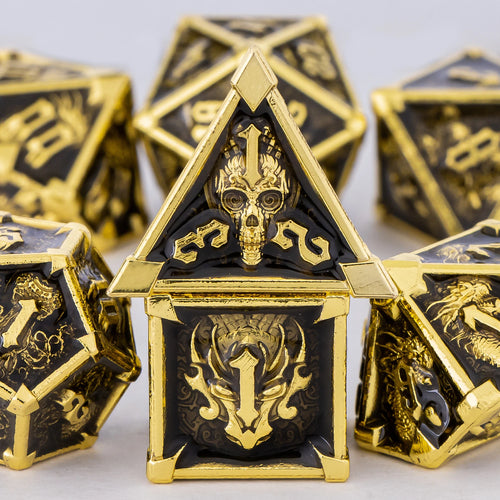 Skull & Dragon 7pc Metal Dice Set