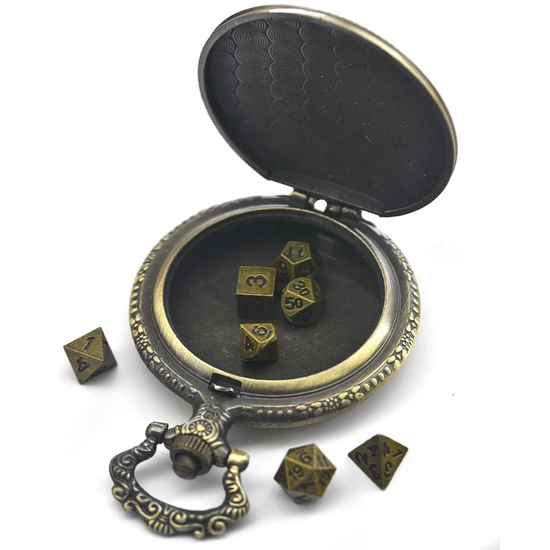 Pocket Watch & Mini Metal Dice Set