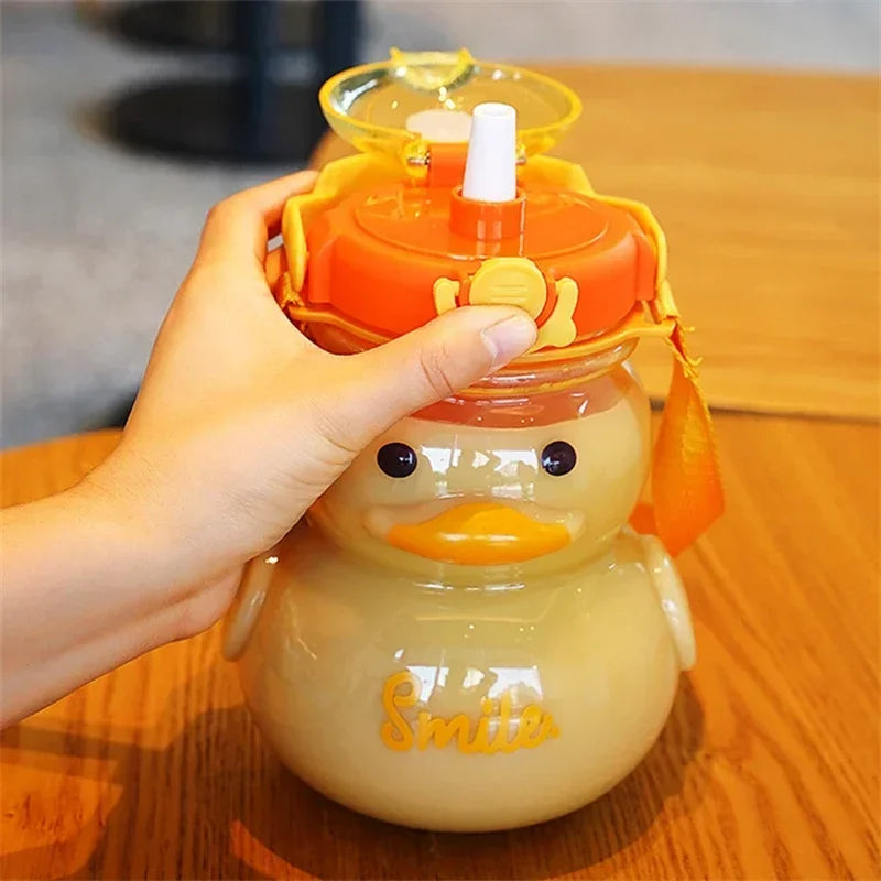 Duck Water Bottle with Strap and Straw 1000ml