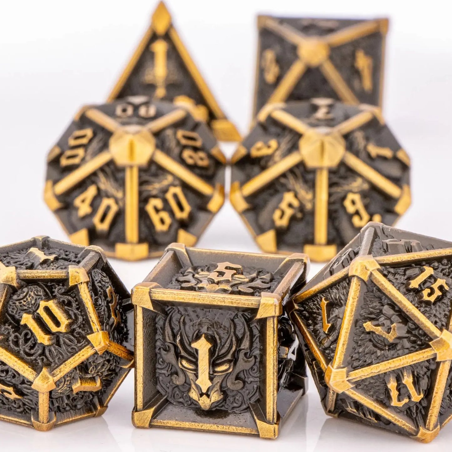 Skull & Dragon 7pc Metal Dice Set